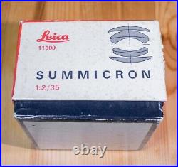 E Leitz Summicron 35mm f/2 Canada 6 Elements V3 for LEICA M Mount +Hood+Caps+Box