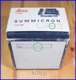 E Leitz Summicron 35mm f/2 Canada 6 Elements V3 for LEICA M Mount +Hood+Caps+Box