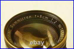 Early Leitz black Summicron 50mm f/2 brass mount for Leica MP black-very Rare