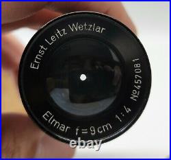 Ernst Leitz Wetzlar Elmar 9cm f4 Black Lens for Leica M mount in original case