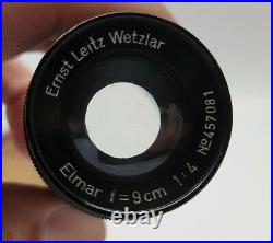 Ernst Leitz Wetzlar Elmar 9cm f4 Black Lens for Leica M mount in original case