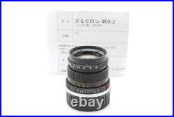 Excellent+5? Leica Leitz Wetzlar Summicron 50mm F2 Lens M Mount 2nd From Japan