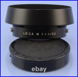 Leica Leitz 50mm Summilux-m F1.4 11114 Black Lens +caps +12586 Shade +box Late #