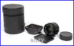 Leica Leitz Summicron M 28mm F2 lens ASPH E46 with shade and cap + case