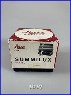 Leica Leitz Wetzlar Summilux-M 50mm f1.4 V1 1114 Lens Box With