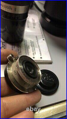 Leitz Early Elmar 35mm 3.5 Nickel Lens & No Serial # 13.5cm Elmar Original Tube