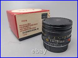 Pristine Leica R 50mm f2 Summicron Lens with box SN 3298077 from 1984