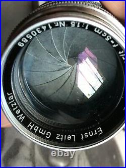 Vintage 1956 LEICA SUMMARIT 50mm 5cm f1.5 LTM M39 Screw Mount Leitz Wetzlar Lens